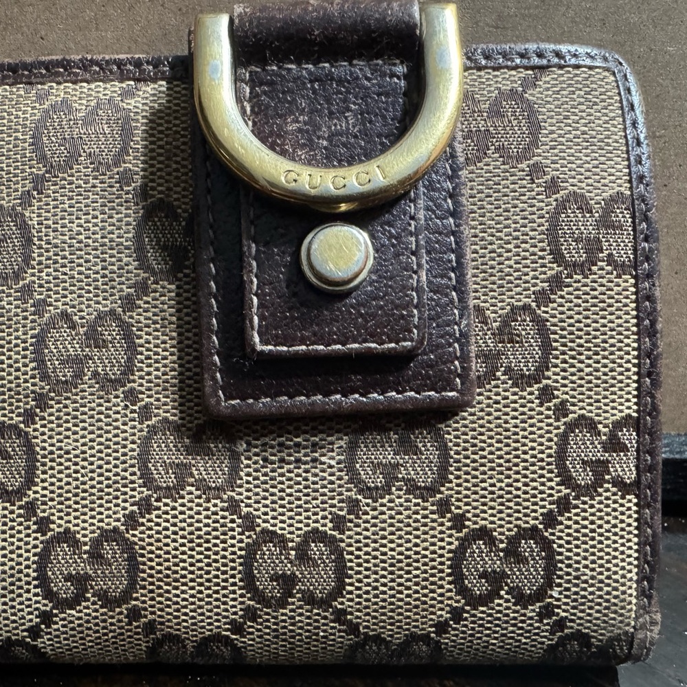 Gucci Tan and Brown Monogram Wallet